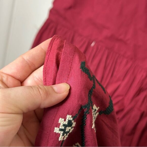 BNWT Ivy City Co Maroon Floral Heidi Dress Tie Waist Cotton Dress XL Cottagecore - Picture 9 of 14